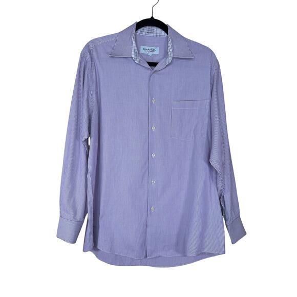 Emanuel Ungaro Purple Striped Men's Shirt size 15.5 Medium Cotton Casual - Picture 1 of 7